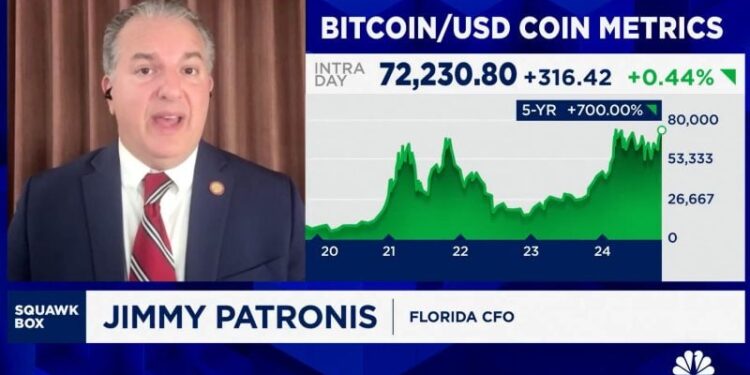 Florida holds '$800 million in crypto-related investments,' says state CFO