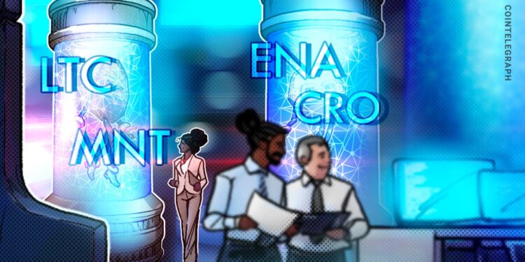 Bitcoin slumps, but LTC, CRO, ENA, and MNT remain strong on the charts