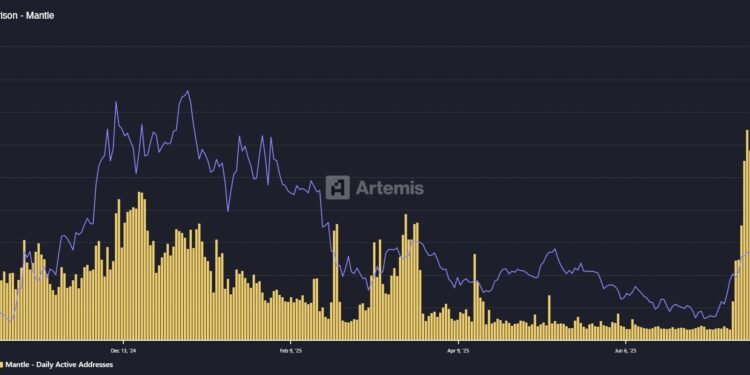 Daily active addresses on the Mantle Network. Source: Artemis
