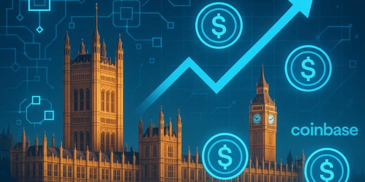 Coinbase backs UK petition urging stablecoin rules and blockchain adoption.