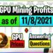 GPU Mining Profits as of 11/8/21 | GPU Prices | Answering Questions