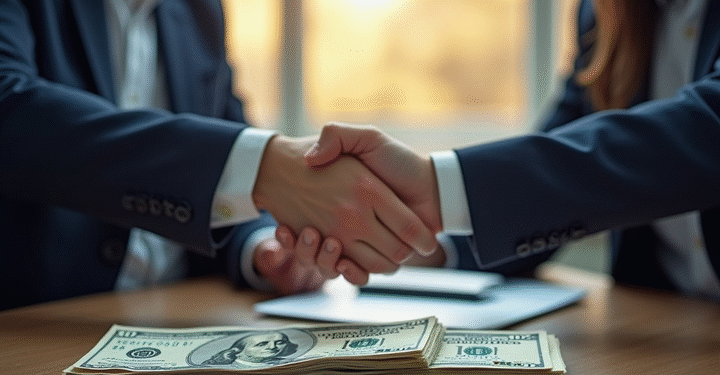 Illustration of Business People Closing a Deal