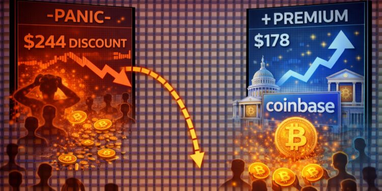 Bitcoin Flips To A Premium On Coinbase As US Institutions Absorb Global Retail Panic – Details