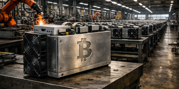 Bitcoin mining rigs assembled in a US factory, reflecting Washington’s push for domestic hardware to power American hash rate