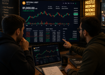 Traders analyzing Bitcoin at $81k.