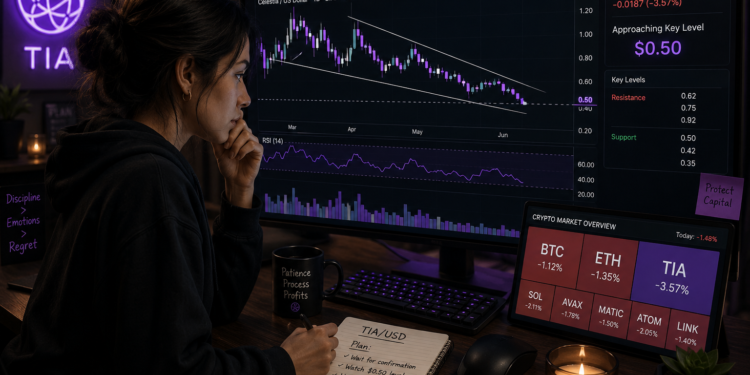 A trader analyzing the TIA/USD bullish structure