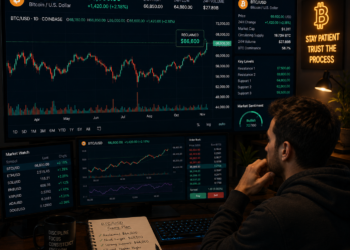 A trader analyzing Bitcoin as it approaches $67k.