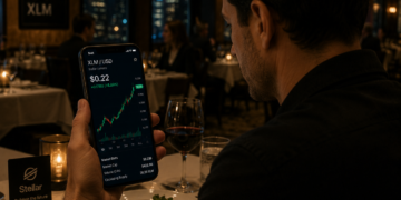 Analyzing Stellar chart on his phone