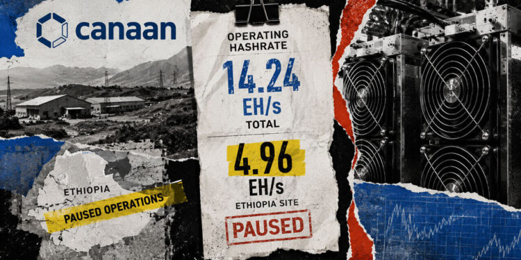 Canaan counted paused Ethiopia mining as nearly 35% of its July operating hashrate total