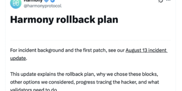 Harmony Protocol to Roll Back Network After Massive Exploit
