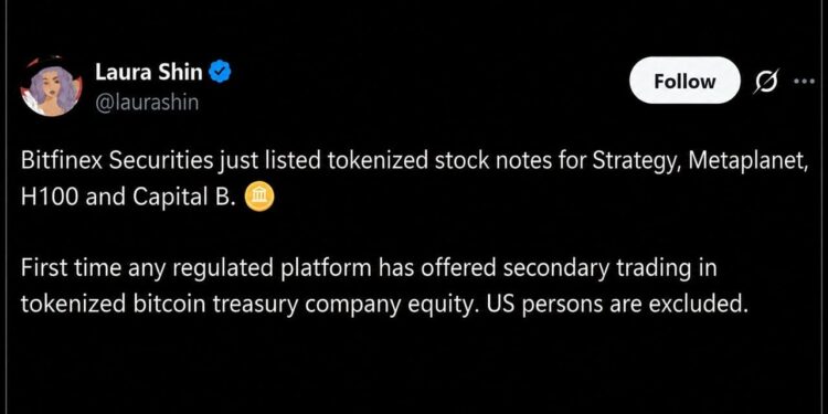 Bitfinex Puts Strategy, Metaplanet Stock Onchain in Tokenized First