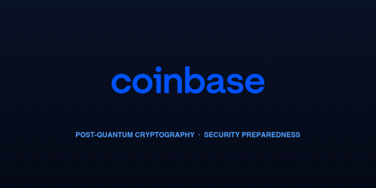 Coinbase official logo with abstract quantum computing lattice illustration