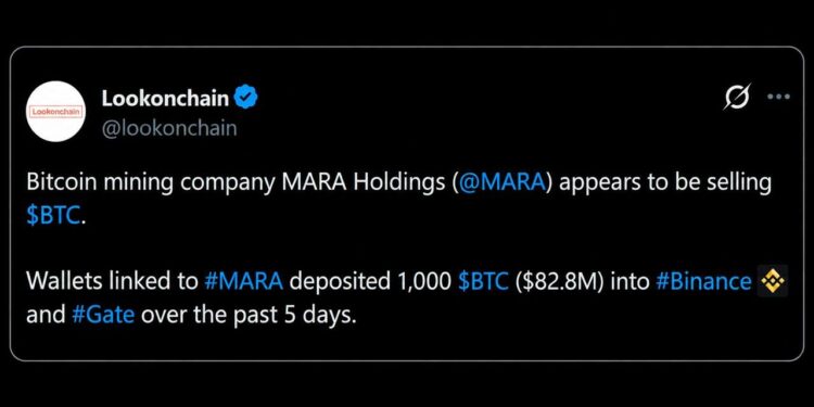 MARA Ships $83 Million in Bitcoin to Exchanges as Its Stock Sinks 45%