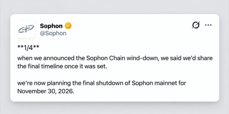 Sophon Set to Pull Plug on Layer 2 Network After $70M Funding Push – Bitcoin News